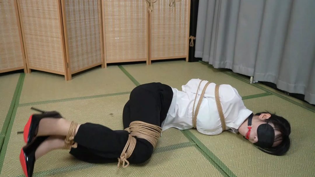 【嗷嗷】白衬衣后手缚，黑色长裤红色高跟鞋！裤里肉丝捆缚！-2