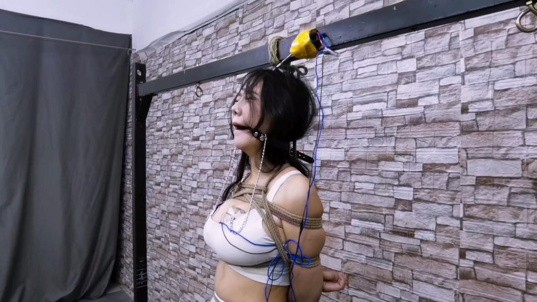 将女骗子绳捆索绑直立吊起来,脚底按了个脚踏开关,头顶按了个360激活开关串联于郊狼电击,上下自动电击,到最后竞将女骗子折磨成了植物人,....-5