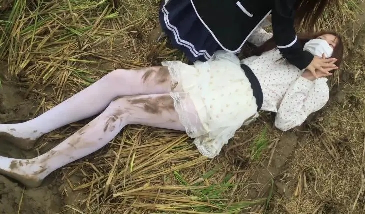 双人白丝户外玩泥弄脏带女同向-3