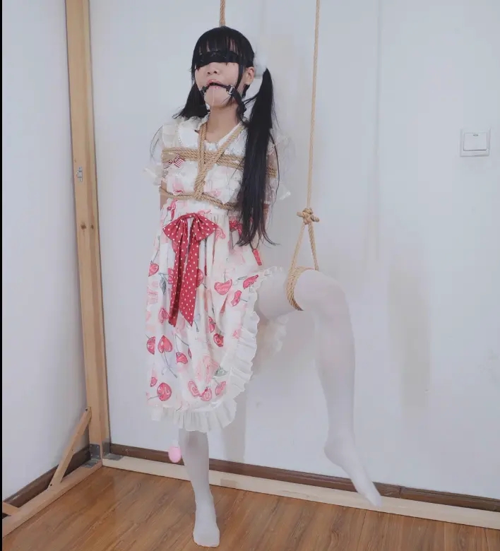 白丝双马尾萝莉单腿吊-3