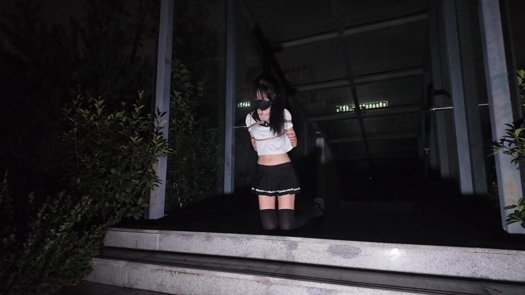 定拍少萝霜喵户外情趣内衣捆绑散步 戴着口球如果碰到人可无法解释哦-3
