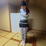 OL职业装,银色胶带密集缠绕柱缚 上