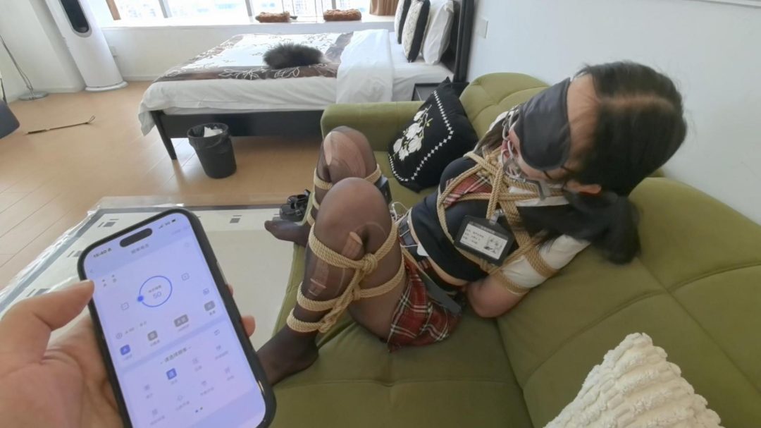 超强度TJ 贞操锁 狐尾 极限电击 黑丝 SP 欧式直臂 乳胶头套 记录失禁全过程-5