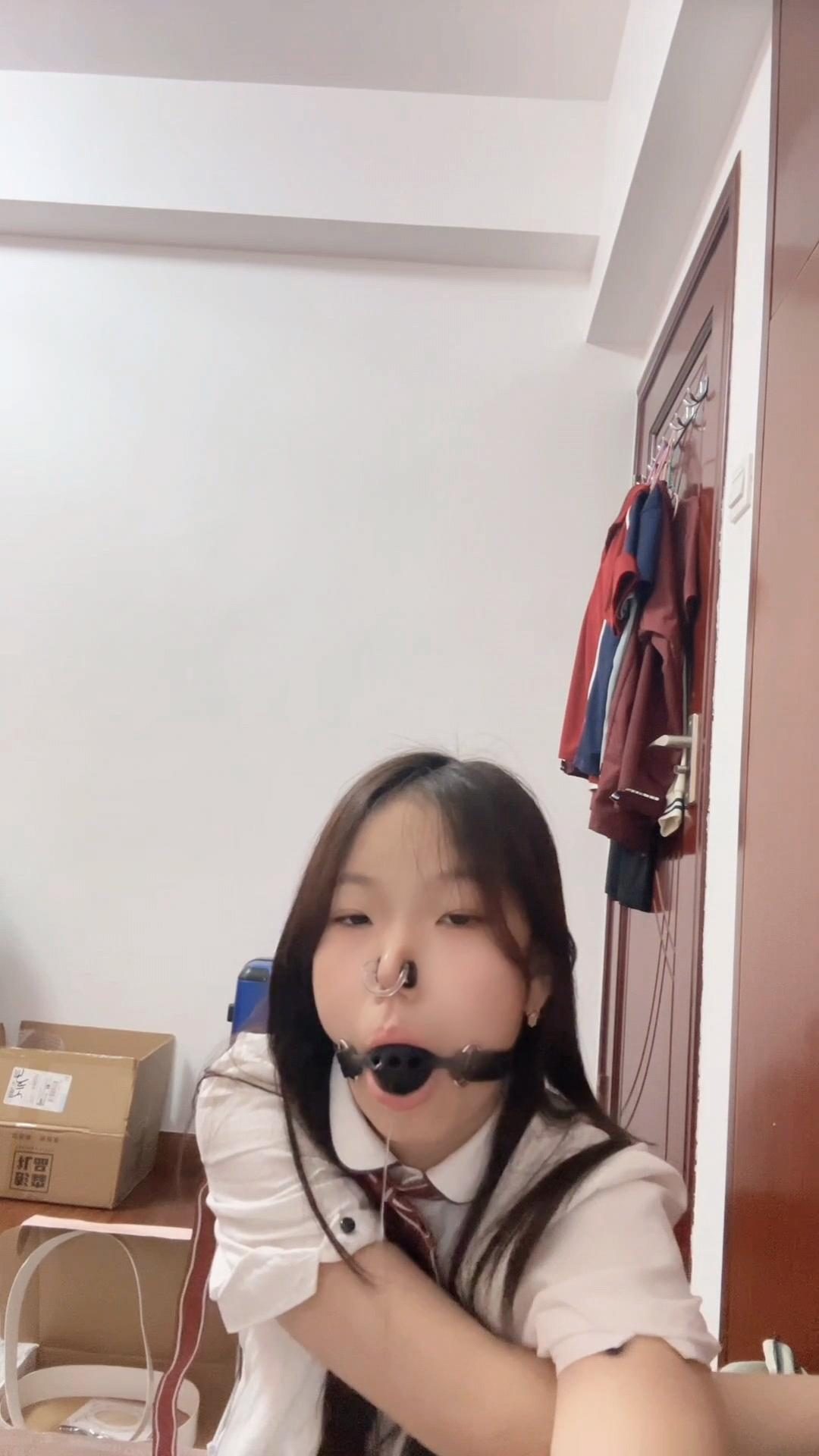 模特果果JK鼻夹口球口水玩弄。只能靠口球洞呼吸-6