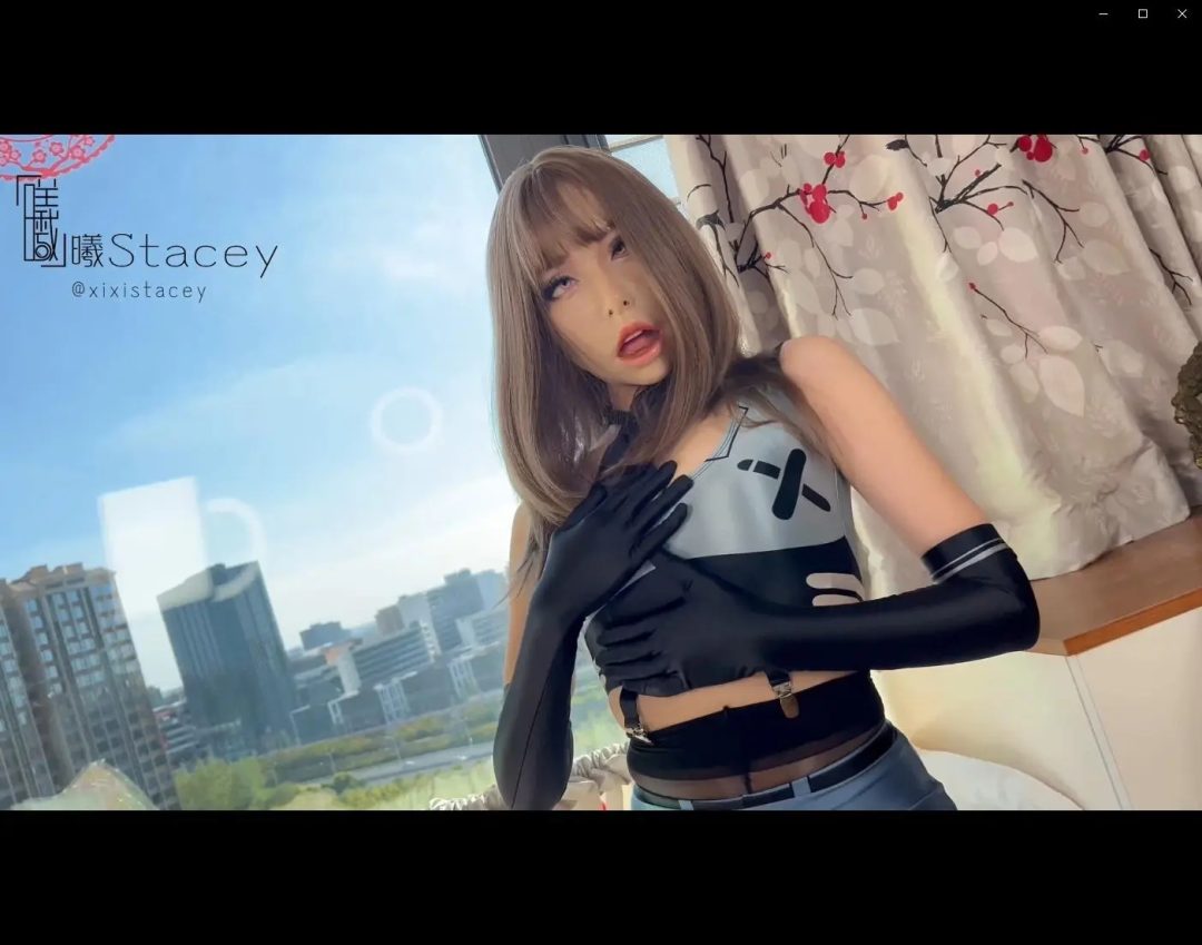 曦曦Stacey之欲桃面具Femalemask无法拒绝的性感 超薄黑丝美腿短裙光泽长手套女搜查官-1