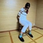 【定拍】白色汉服（囚服），铁镣铐后手椅子缚！