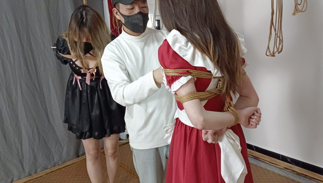 连体股绳互相拉扯双人连缚（连缚，sp，指压板，极限踮脚。虐足，股绳）-6