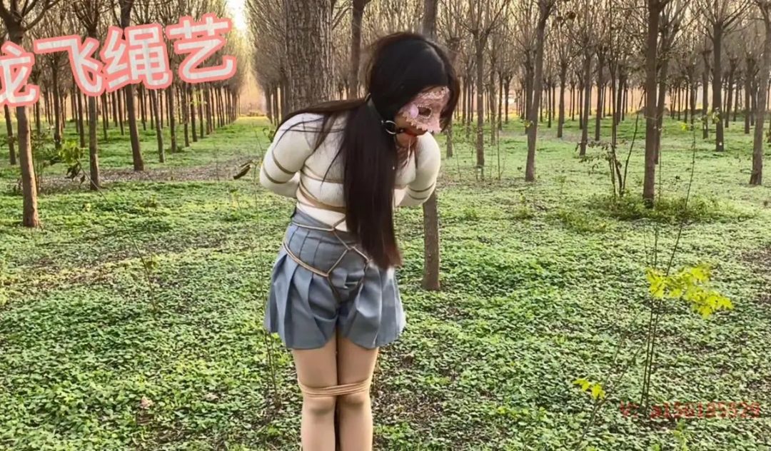 小仙女体验小树林捆绑 强力揉胸+口球 调教-1