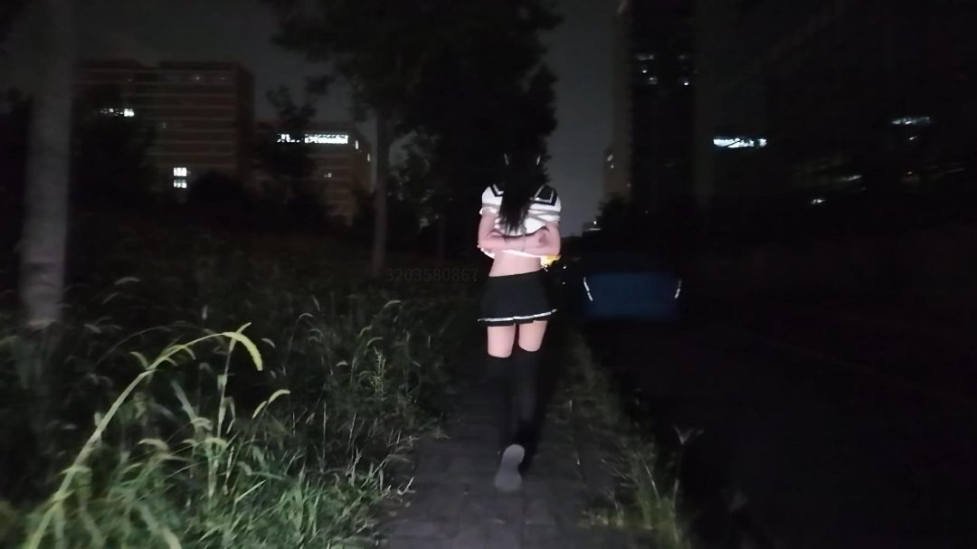 定拍少萝霜喵户外情趣内衣捆绑散步 戴着口球如果碰到人可无法解释哦-5