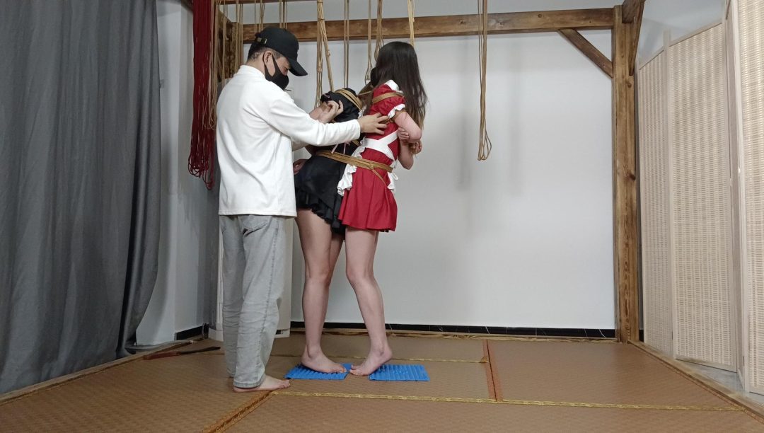 连体股绳互相拉扯双人连缚（连缚，sp，指压板，极限踮脚。虐足，股绳）-13