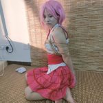 原神八重COS服+超紧紧缚+跪缚+丝袜蒙眼+白丝堵嘴+黑丝诱惑