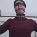 女M不锈钢痛苦枷固定在床边