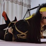 丰满美女晓影COS宁红夜捆绑紧缚驷马大号口球放置流口水