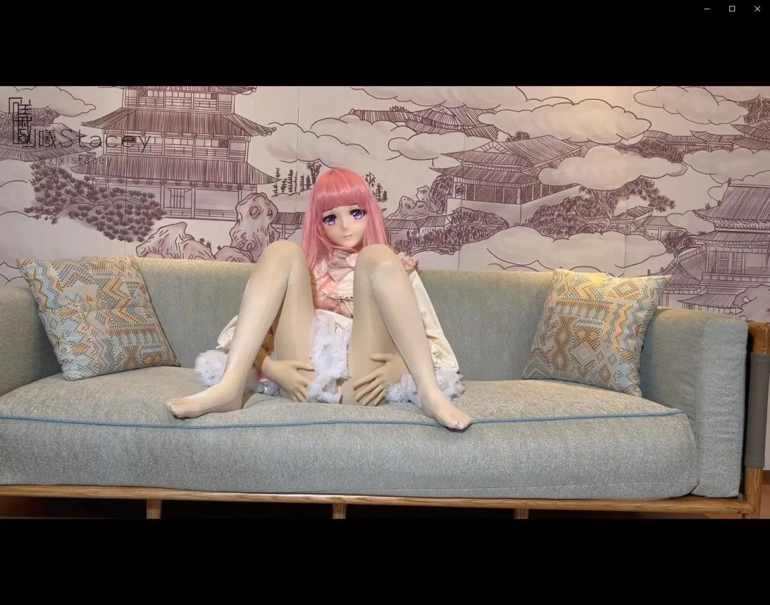 曦曦Stacey之Kigurumi dollmask娃娃头zentai搭配公主裙光泽白丝甜美不失性感：腿控足控福利????这个白丝脚脚真的很难让人把持住啊-6