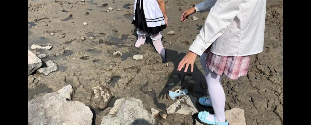 女仆装+jk 双人滩涂玩耍玩泥-7