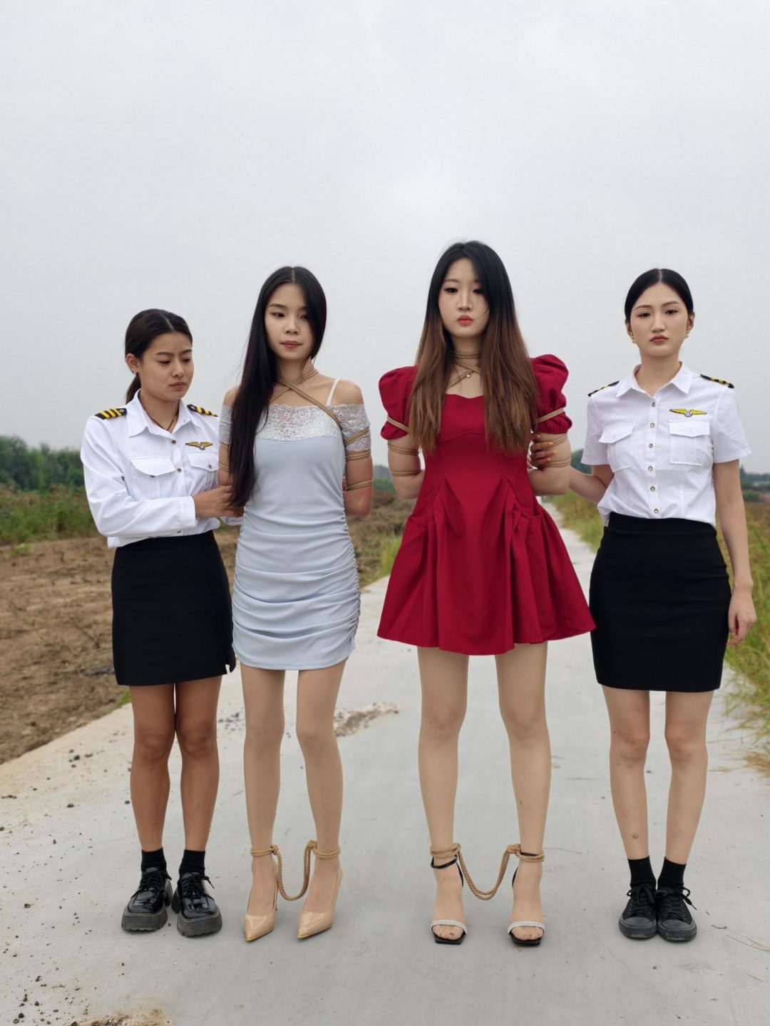 【忘忧社工作室】雨涵林悦在交易时被抓获，带去审讯，带重脚铐加手铐，最后二人被判刑，砸死僚死铐关押，五花大绑-5