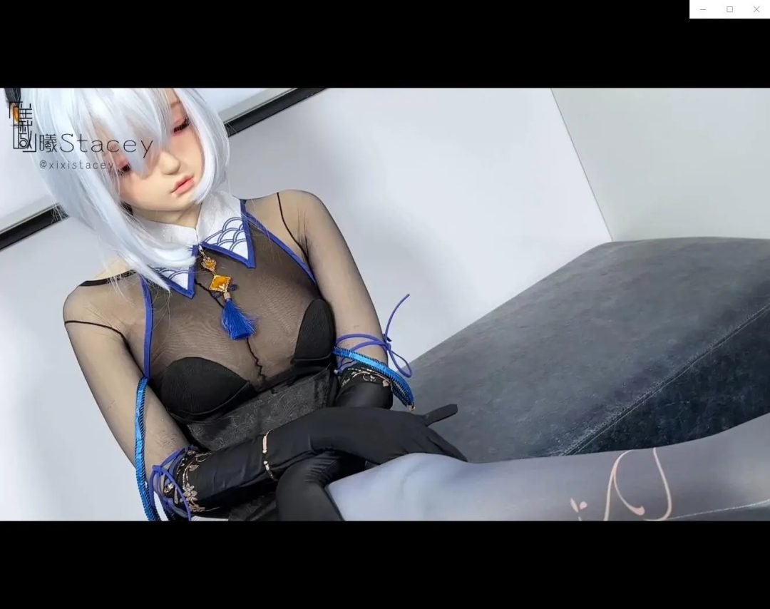 曦曦Stacey之kigurumi dollmask 原神申鹤旗袍cosplay和光泽黑丝连身袜极致性感诱惑-5