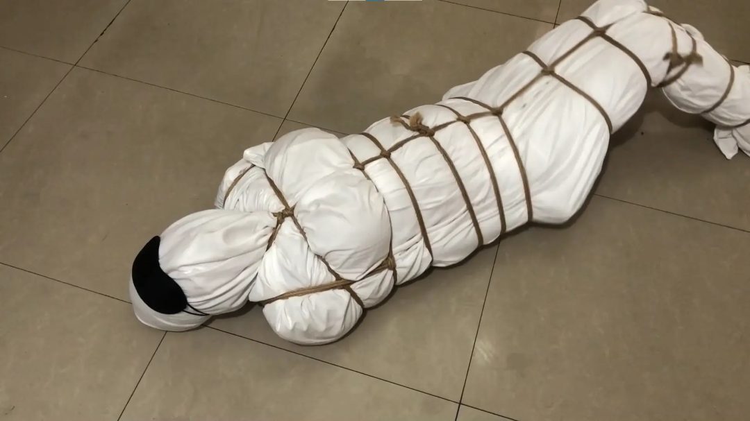 白床单全包绑缚虐待-6