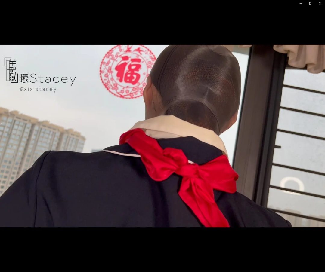 曦曦Stacey沉浸式体验3双灰丝CDR丝袜全包搭配空姐制服-4