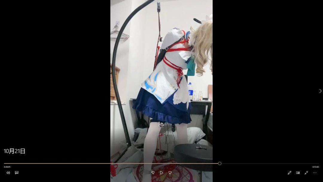 白丝芭芭拉单手套自缚开腿器强制开腿罚站-2