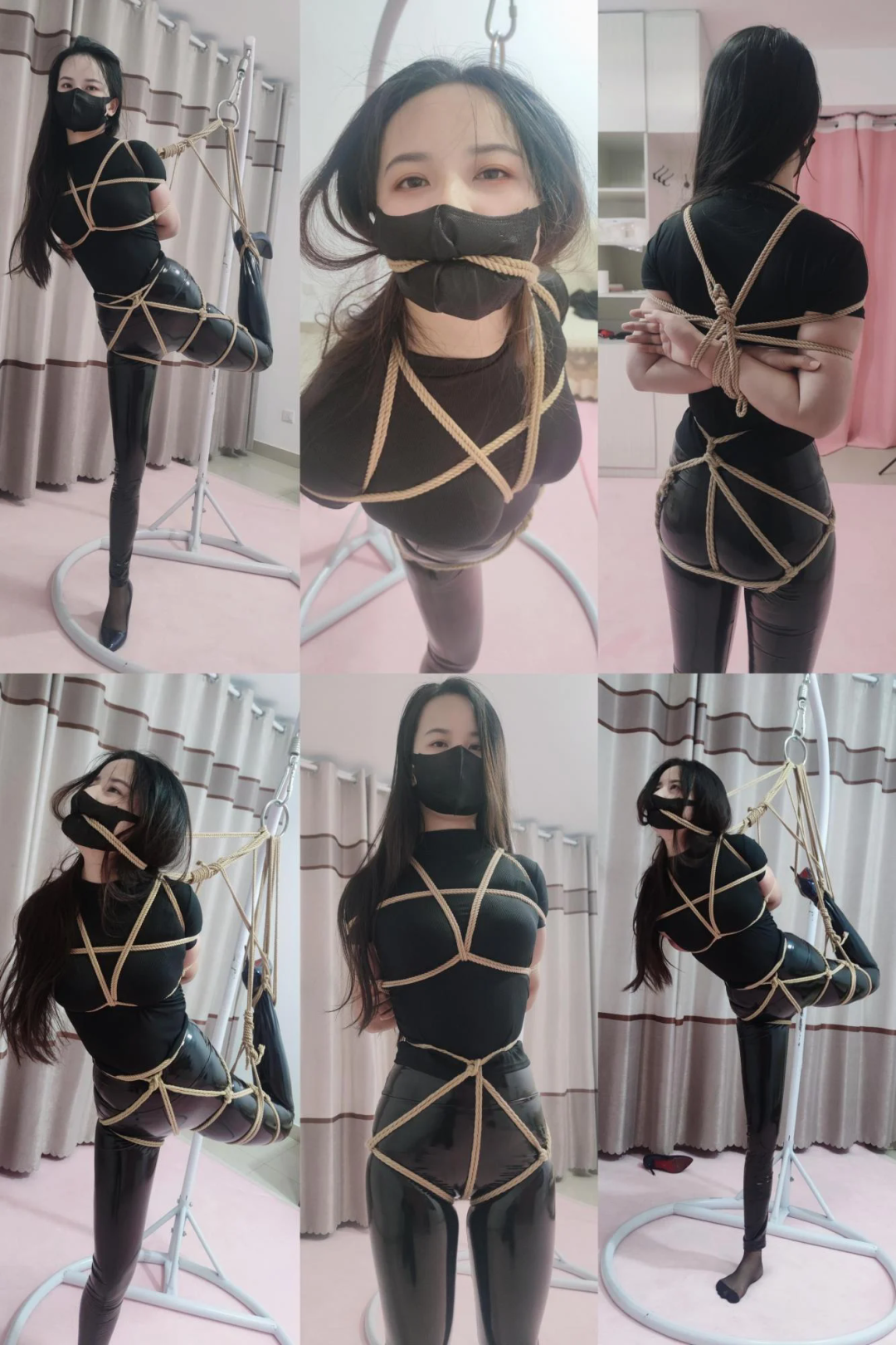 美女裤里丝袜皮裤细跟高跟鞋股绳后高手超级难受单腿吊缚放置展示-1