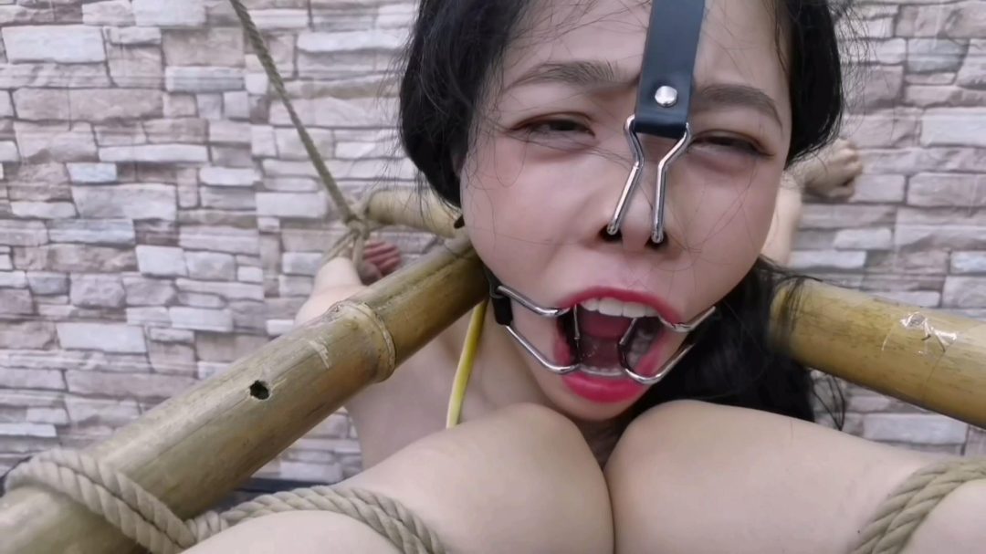定拍客户赞助拍摄:把艺仙儿用竹杆交叉式绳缚,这姿式生不如死的感觉,TK折磨,爽的无法形容...-3