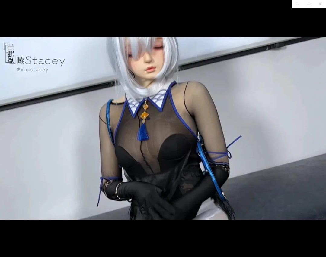曦曦Stacey之kigurumi dollmask 原神申鹤旗袍cosplay和光泽黑丝连身袜极致性感诱惑-6