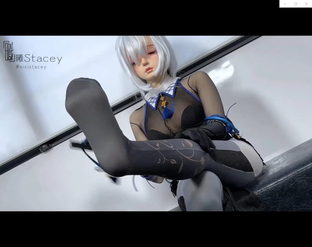 曦曦Stacey之kigurumi dollmask 原神申鹤旗袍cosplay和光泽黑丝连身袜极致性感诱惑-4