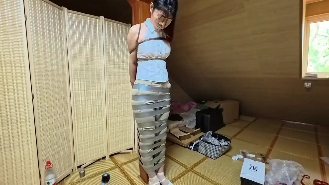 胶带柱子缚！上半身欧式柱缚！-2