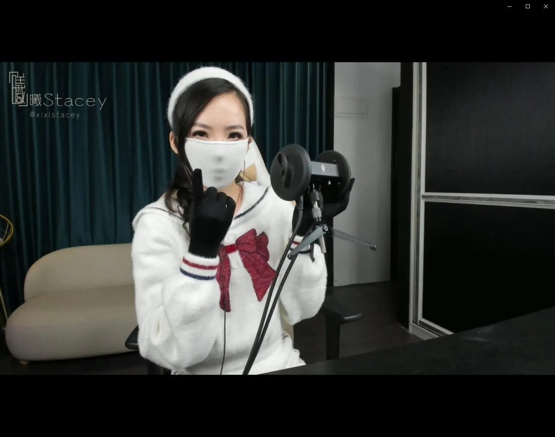 曦曦Stacey温柔甜美白口罩学姐内搭黑色长手套、黑丝长靴诱人ASMR以及面部轮廓近景特写-4