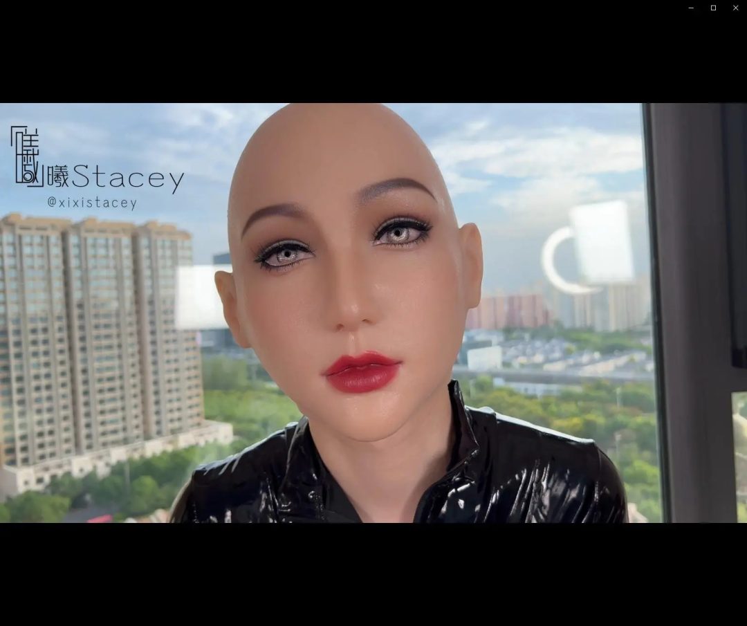 曦曦Stacey漆皮紧身黑口罩长手套长靴变装戴上晴面4真人面具-3