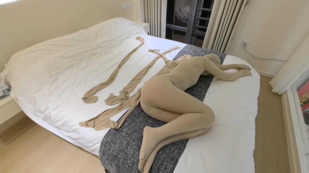 欧式直臂 SP 大号口球释放口水 双层zentai＋双层丝袜睡袋木乃伊＋棉被魔鬼级捂闷挑战-6