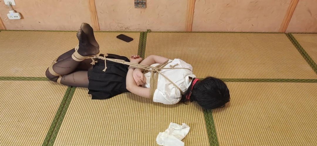 梦瑶剧情《梦瑶遭入室绑架》19岁的甜美女孩，梦瑶，在家玩手机被坏人入室捂嘴后反绑，毛巾堵嘴，求救无果被大号口球堵嘴，口球拉得太紧，根本没有剥夺的余地，拼命挣扎求救想要逃脱。-12