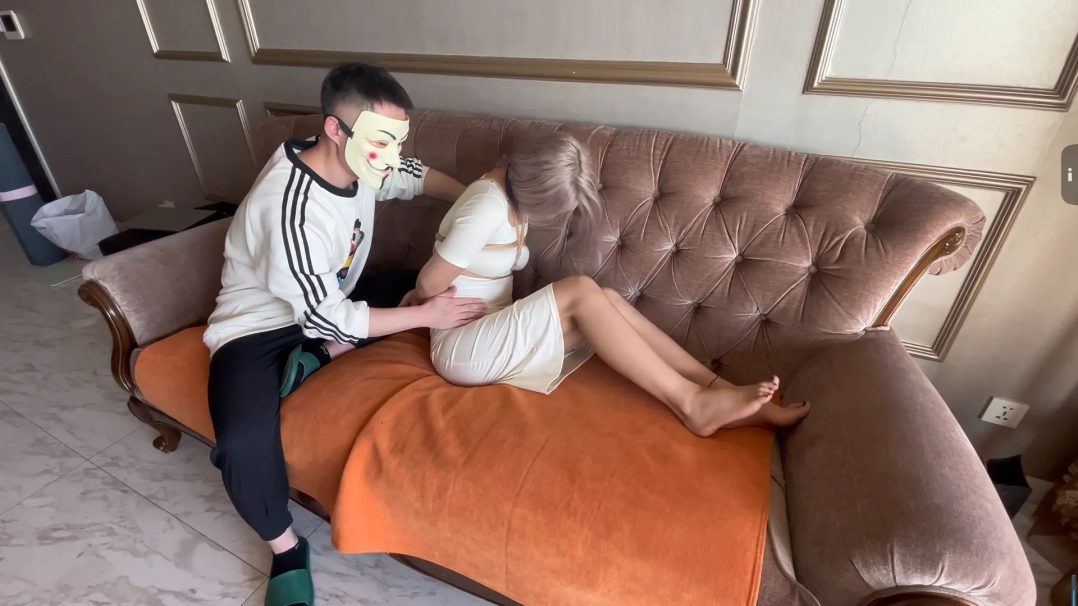 连衣裙甜美玉足美女 小寒 口球堵嘴 挠脚心痒痒 抽搐-4