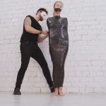 Anna Luna Mummified in Black Duct Tape - Struggling Around and Spinning on a Turntable in a Leather
