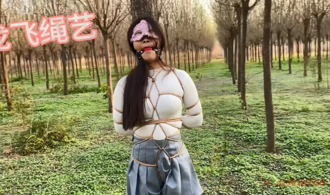 小仙女体验小树林捆绑 强力揉胸+口球 调教-3