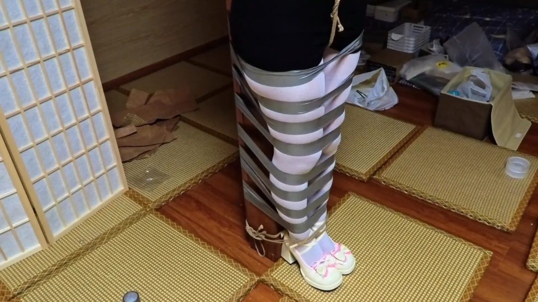 OL职业装,银色胶带密集缠绕柱缚 上-3