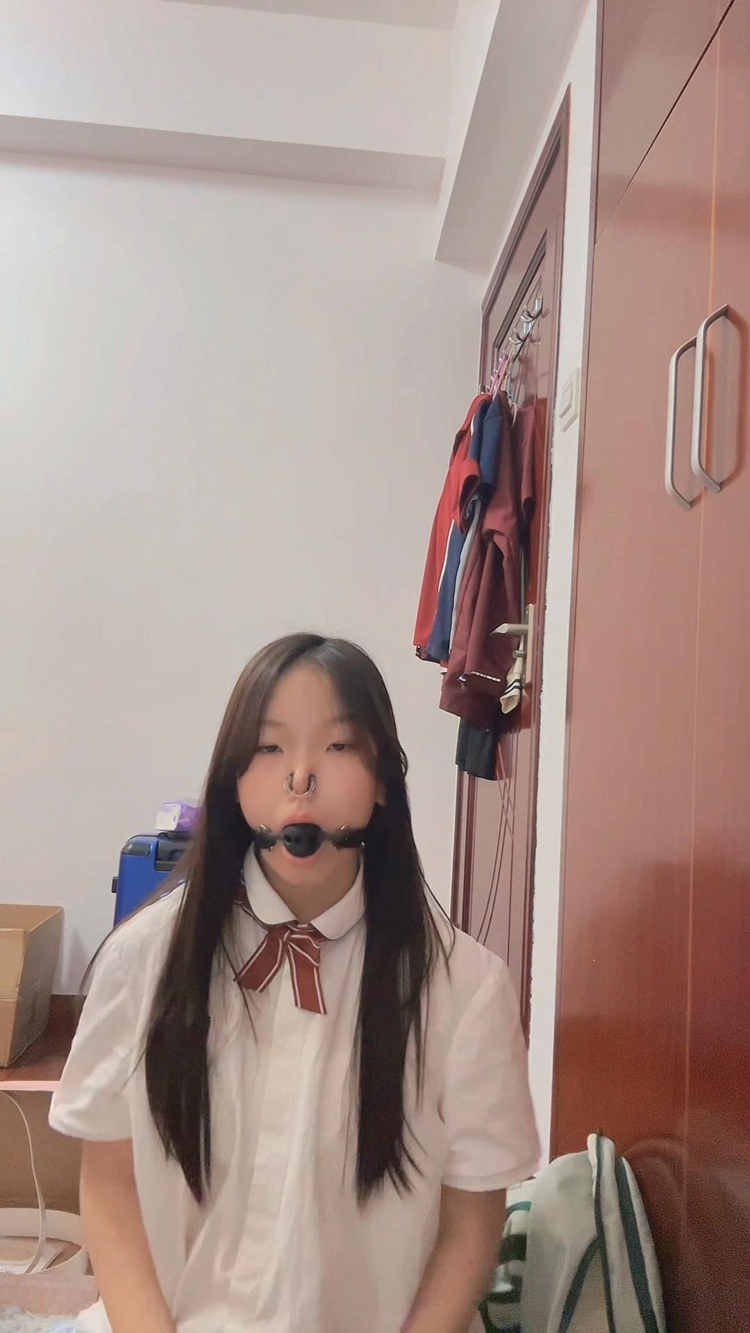 模特果果JK鼻夹口球口水玩弄。只能靠口球洞呼吸-3