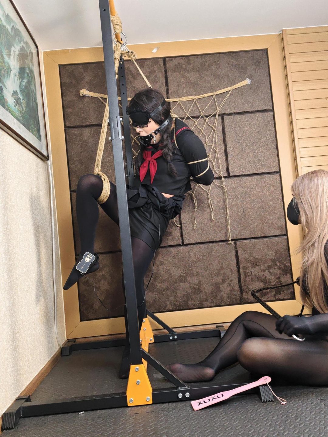 【悦感日记】七夕特辑，小M捆绑老板娘被反杀吊起来郊狼电击调教-5