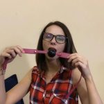 Playing with gag and drooling.