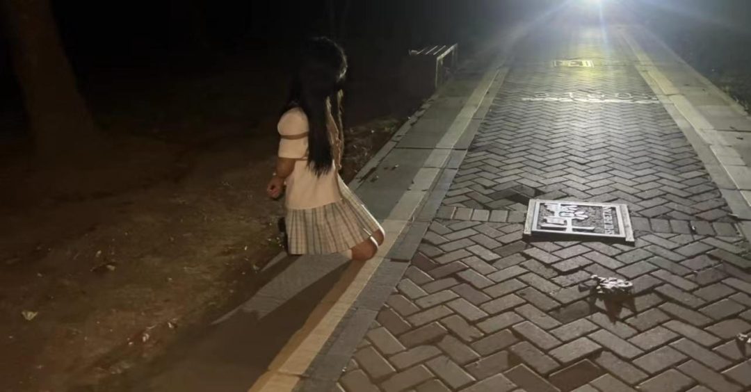 户外捆绑第三弹（桃花公园jk白丝游行）-2