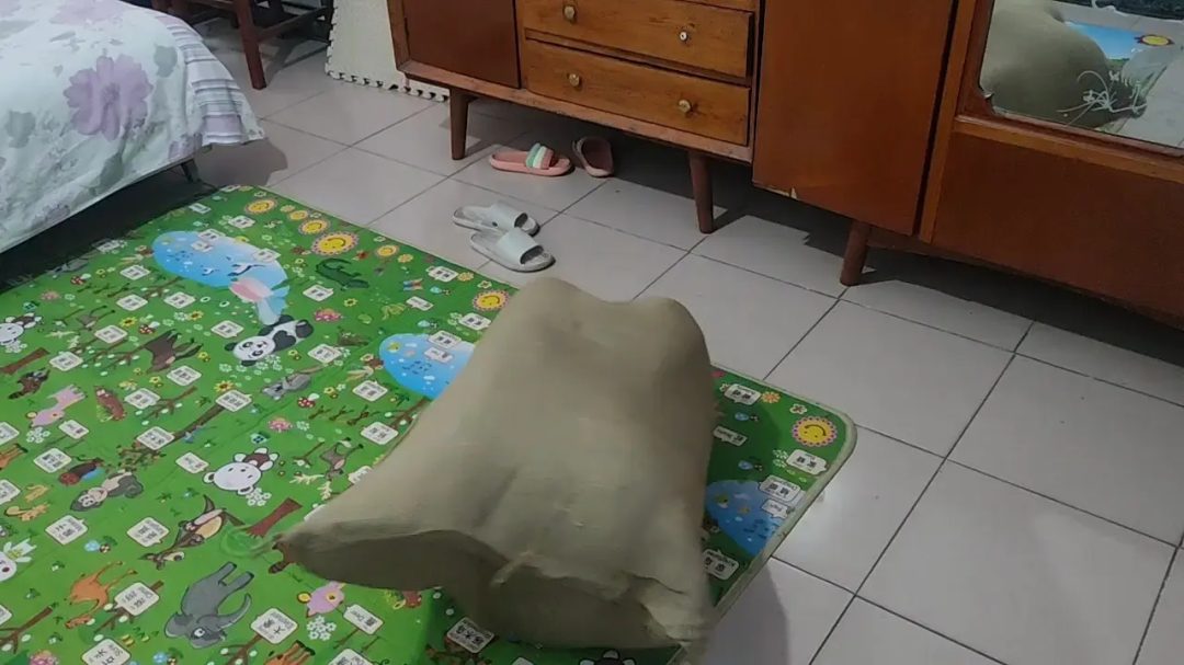 麻袋装人系列，高挑长腿女孩被装进麻袋-3