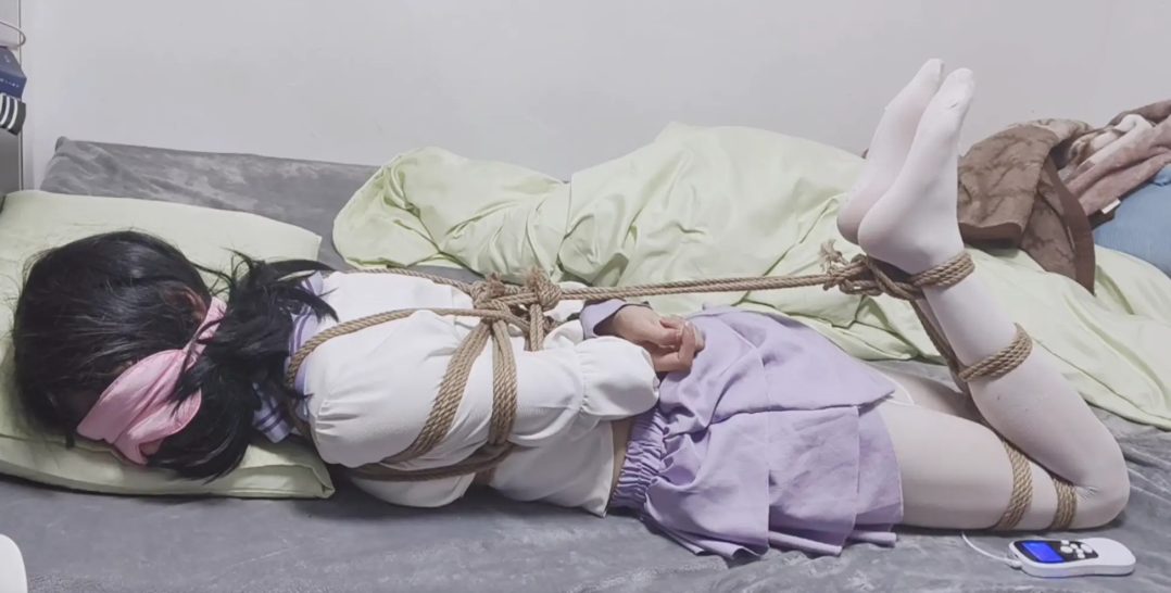 长腿紫色蛋糕裙女孩并腿驷马-2