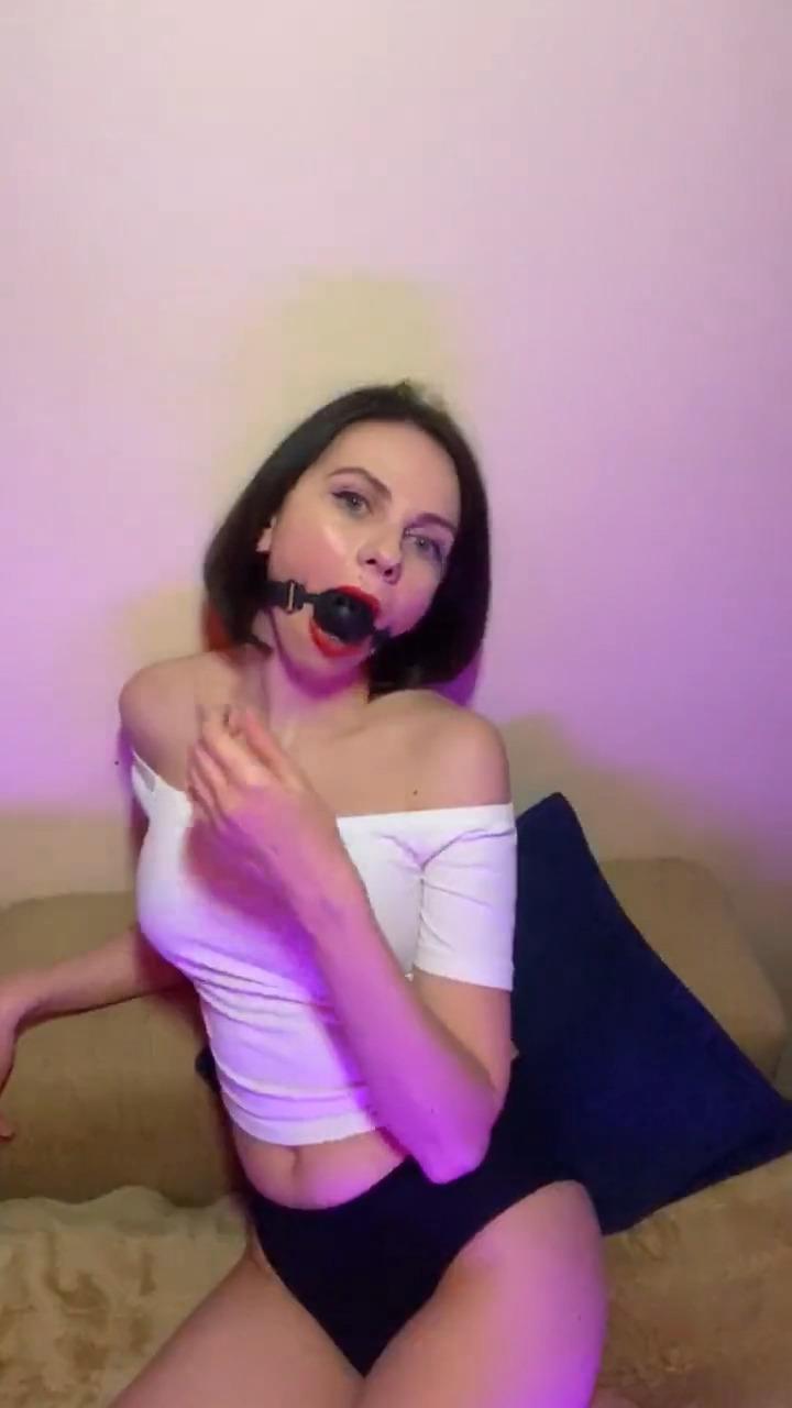 Self Ball Gag Drooling-4