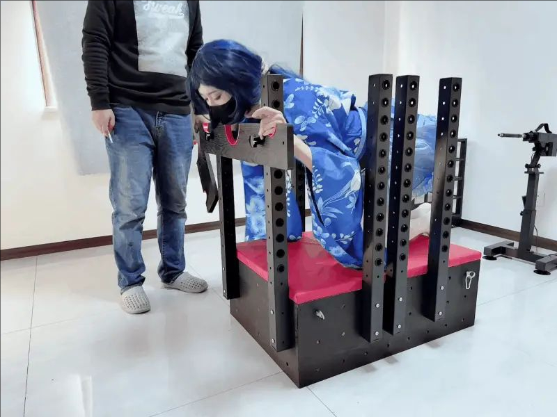 coser小伪娘 在拘束架上各种玩弄，皮鞭皮拍、郊狼，挑战极限-3