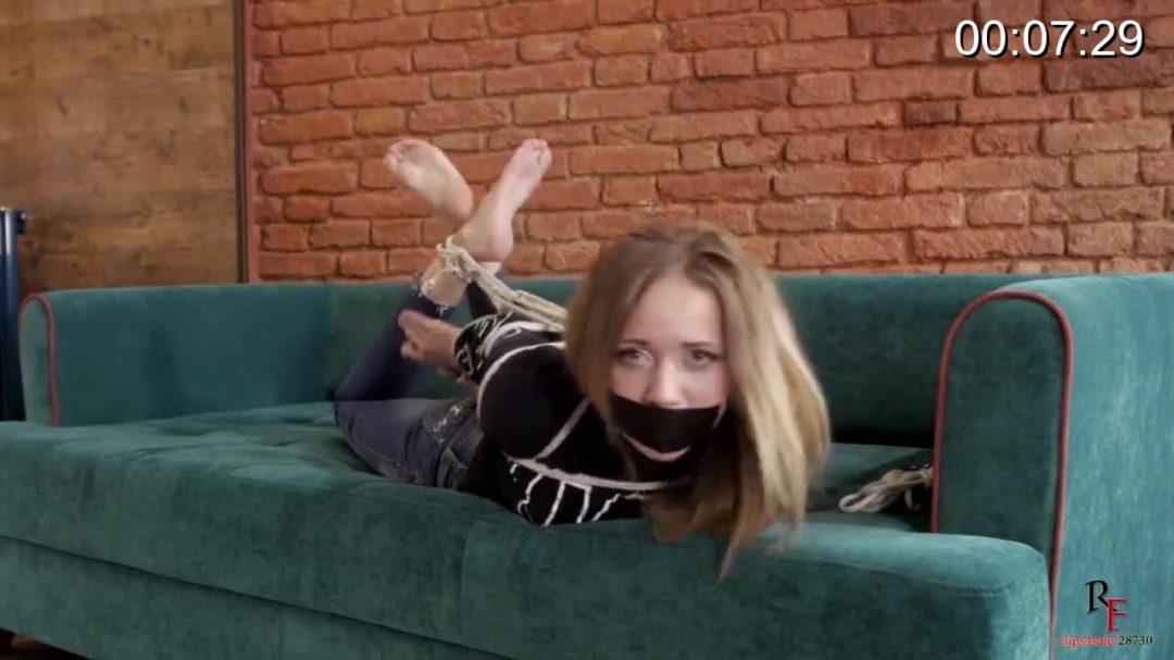Bondage with blonde. Got out of ropes and wrapped with a tape (HD 720p MP4)-1 Bondage with blonde. Got out of ropes and wrapped with a tape (HD 720p MP4)-1