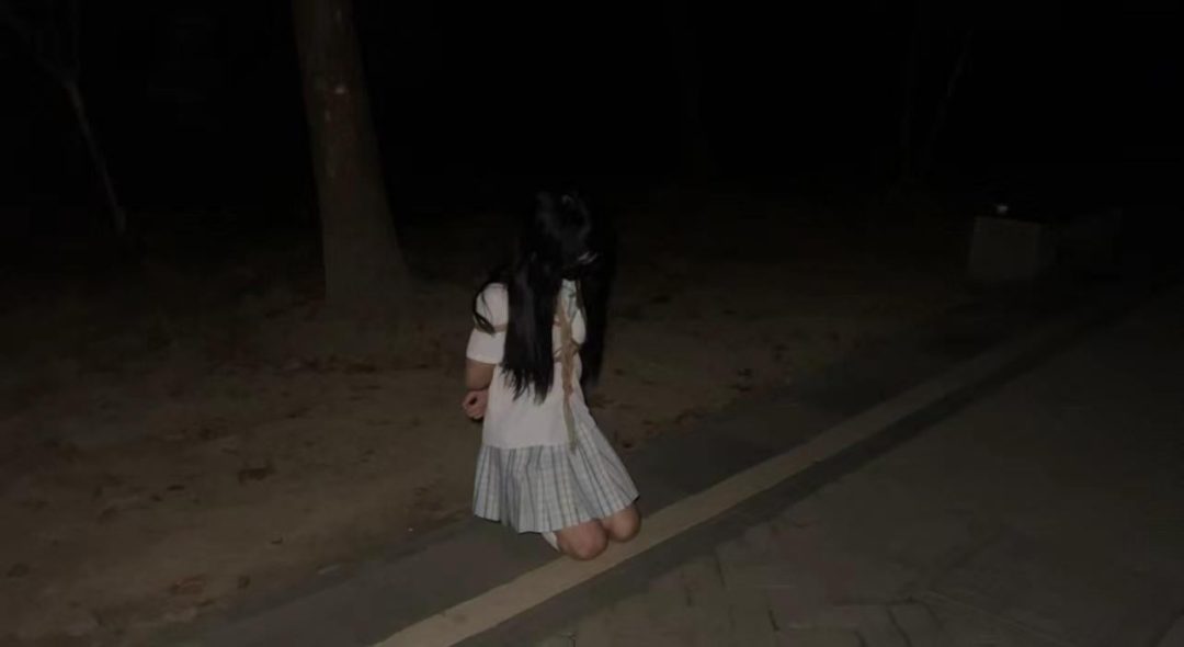 户外捆绑第三弹（桃花公园jk白丝游行）-1