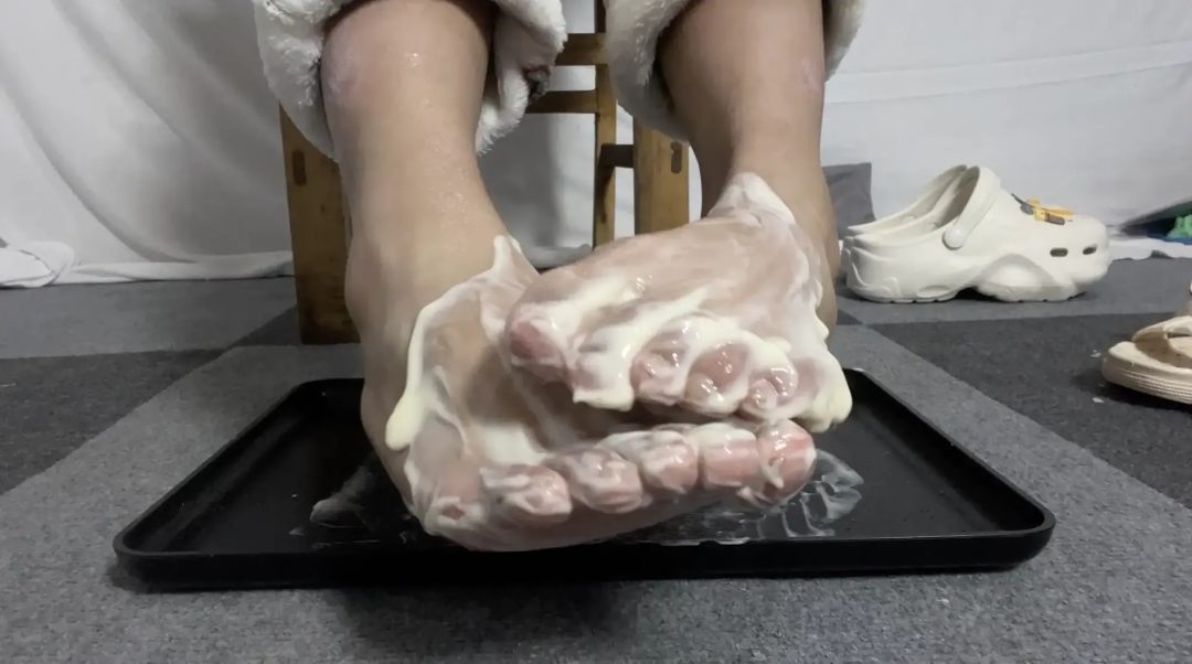白棉袜 肉丝袜 凉鞋 裸足 混合踩踏沙拉酱-2