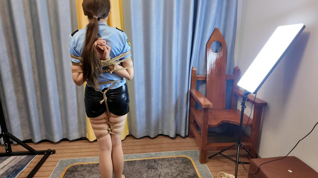 客户体验之二中 日式反绑 后手观音 空姐 狗链 项圈眼罩 蒙眼 股绳 K9放置 蛇缚 捆绑 挑逗-3