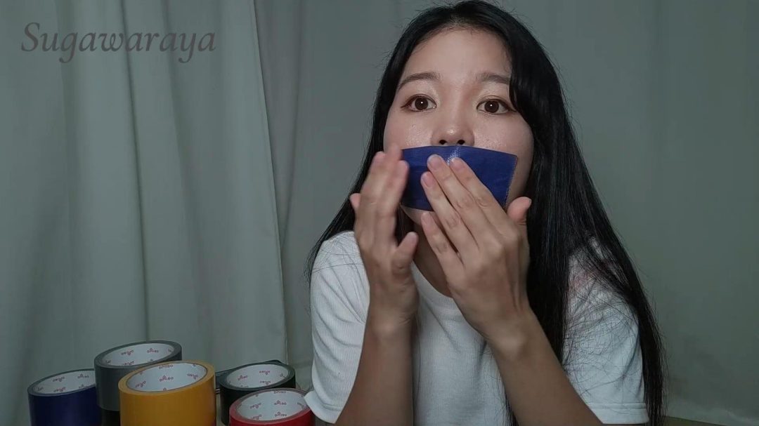 多种彩色胶带堵嘴！布条塞嘴，口水流出特写，爱好者狂喜！-5